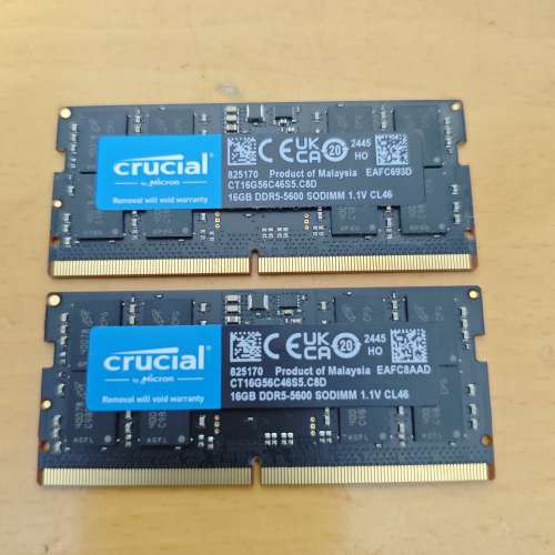 Crucial DDR5-5600 SODIMM 16GB 兩條