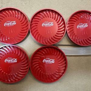80年代古董麥當勞可口可樂杯墊，五件 Coca Cola x McDonald's plated
