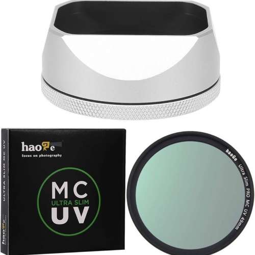 Haoge LH-X54W Square Metal Lens Hood With 49mm MCUV For Fujifilm X100VI / X100V