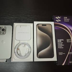 完美如新行貨,原色iphone 15 pro 256gb 雙卡雙待 dual open line, 全套有盒usb