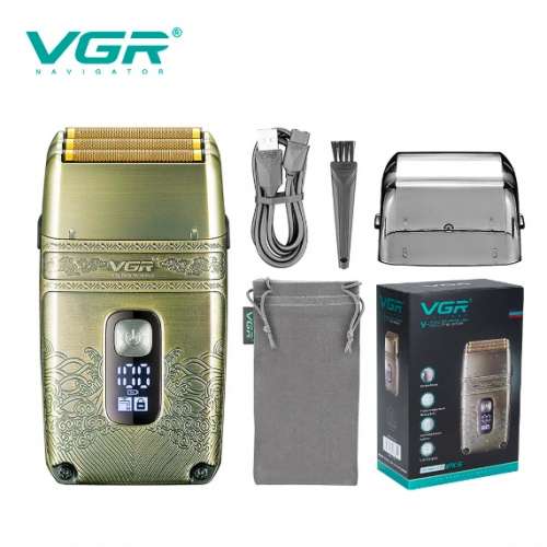 VGR TITANIUM Shaver Triple Foil Electric with LED Digital Display SHAVER AND BEA