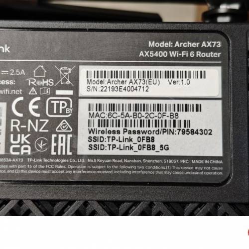 TP-link ax5400 雙頻wi fi 6 Archer ax73