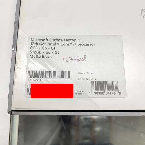 Microsoft Surface Laptop 5 15" (Intel Core i7, 8GB RAM, 512GB, Win 11 Home)