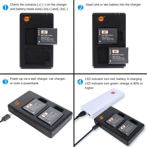 DSTE Ricoh DB-110 / Olympus LI-90B / LI-92B Battery Pack With USB Charger