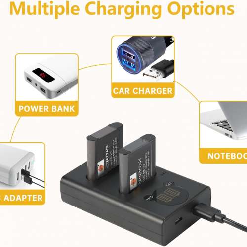 DSTE LI-92B Lithium-Ion Battery Pack With LCD Display USB-C Charger