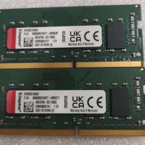 Kingston DDR4 2666 8x2 Notebook Ram 16GB