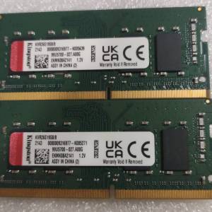 Kingston DDR4 2666 8x2 Notebook Ram 16GB