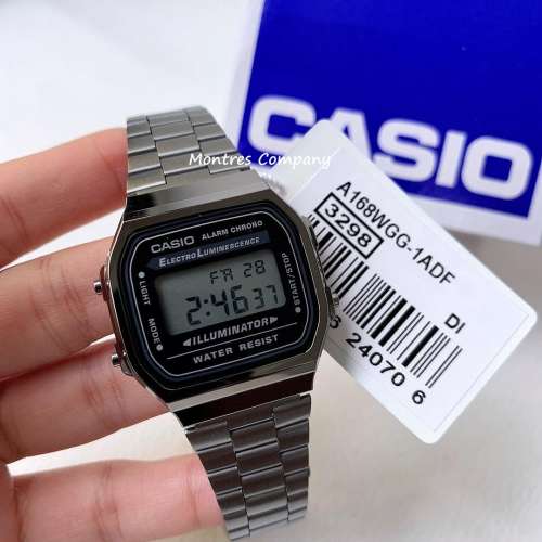 Montres Company香港註冊公司(28年老店)卡西歐 CASIO 經典跳字 復古 灰黑色 七年電...