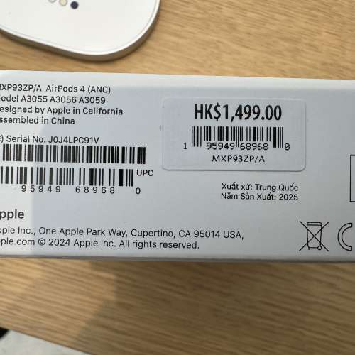  Apple AirPods (第4代) 真無線耳機 (主動消噪型號)-全新未開封