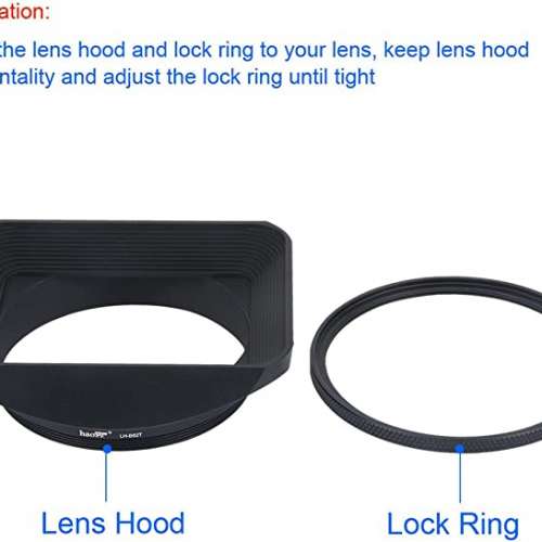 Haoge Lens Hood Metal Square Screw-in Lens Hood with Cap For asselblad XCD 4/45H