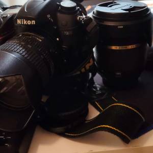 放逾90%新原廠NIKON D7000機身連副廠直到及盒全套及兩支原廠NIKON AFS 鏡及送一支...