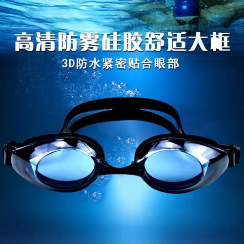 全新 防雾 防UV 泳鏡 (海藍色） 連保護盒及防水耳塞