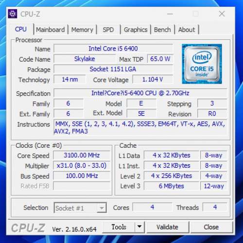 Intel 6代Core i5-6400 CPU