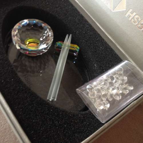 🏦 HSBC Crystal Rice Bowl Chopsticks Set (Collectible) NEW 全新 匯豐 水晶 套裝...