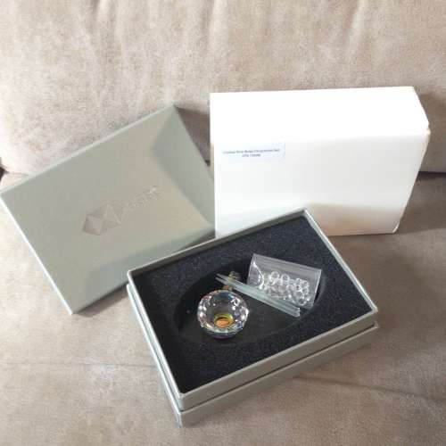 🏦 HSBC Crystal Rice Bowl Chopsticks Set (Collectible) NEW 全新 匯豐 水晶 套裝...