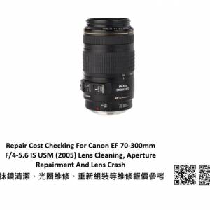 Repair Cost Checking For Canon EF 70-300mm F/4-5.6 IS USM (2005) Lens Cleaning