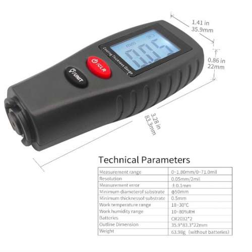 Paint Thickness Gauge | Digital Meter for Automotive Coating Thickness Gauge Tes