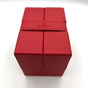 Omega Red Leather Watch Box Service Travel Case 100%