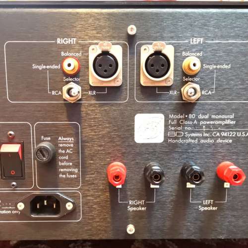 Ben & David, Model 80, Dual monaural, Class A, Power Amplifier 雙單聲道 純甲類...