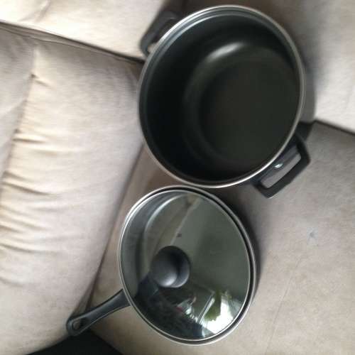 🍽 Non Stick Frying Pan Pot Lid 24cm 3pc Set Made in TaiWan NEW 易潔鑊套裝 🍚