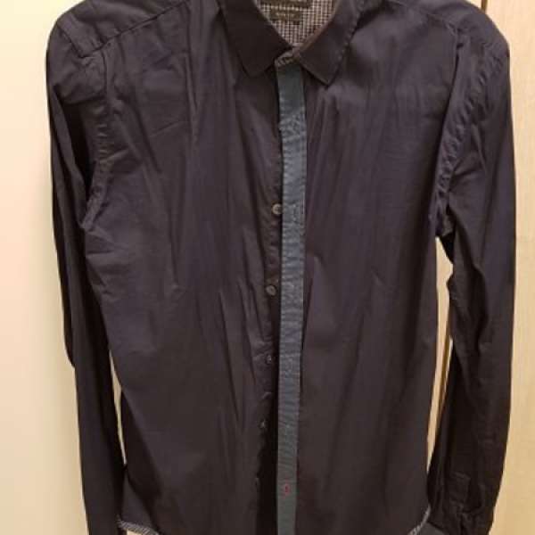 90%New新Zara Mens Shirt Blue Black Color 藍黑色修身涼快恤衫