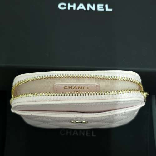 全新CHANEL粉色細號銀包