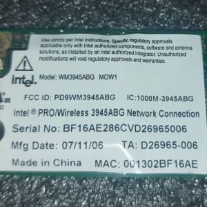 Intel Pro/Wireless 3945ABG wifi card