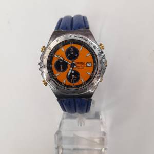 ( 新年秒閃價 ) 全新Rarest Vintage Seiko 7T32-6H60 Guigiaro Sportiva Blue Shar...