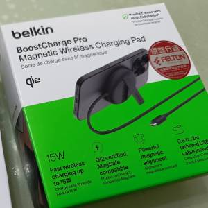 全新 Belkin BoostCharge Pro Qi2 磁吸無線充電板 15W (未開盒)