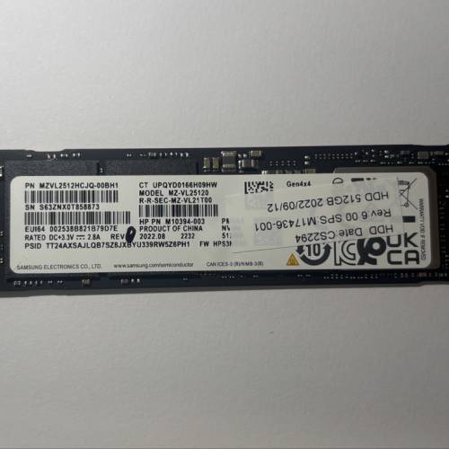 Samsung PM9A1 512GB m.2 nvme PCIe 4.0 SSD