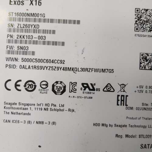 SEAGATE 16TB 有問題硬碟