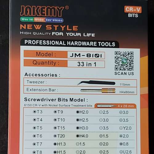 全新 33 bit 鏍絲批套裝 連鉗和延長棒