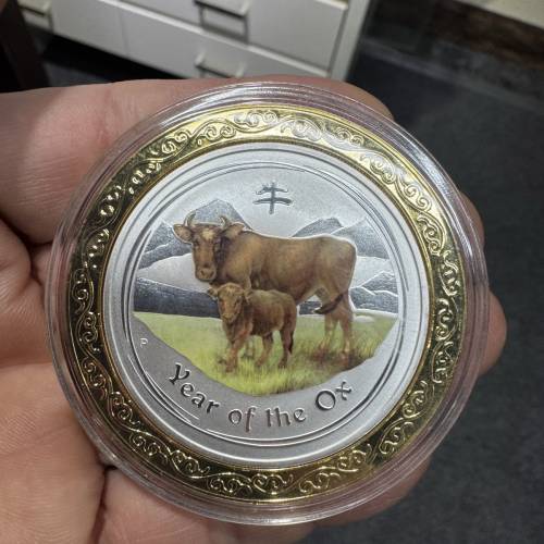 😍😍少有2009年澳洲珀斯鑄幣局牛年生肖彩色銀幣