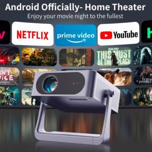 Gimbal Projector Quad-Core [Auto Focus/Keystone & Gimbal Stand] with Android Sys