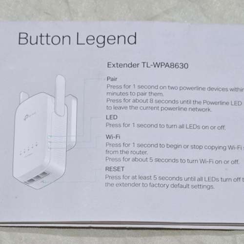 TP-LINK 1300mbps homeplug 2隻. 有WIFI EXTENDER