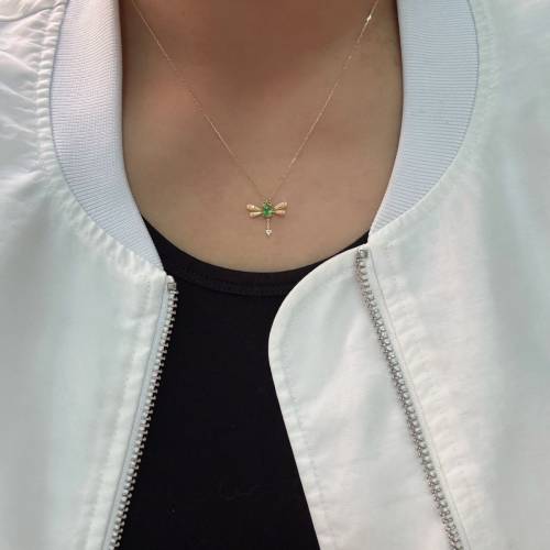 18k金天然沙佛來鑽石套裝頸鍊