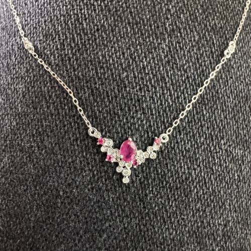 18k金天然紅寶石鑽石套裝頸鍊