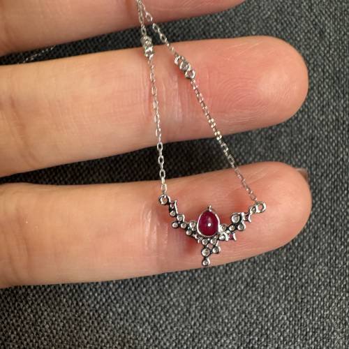 18k金天然紅寶石鑽石套裝頸鍊