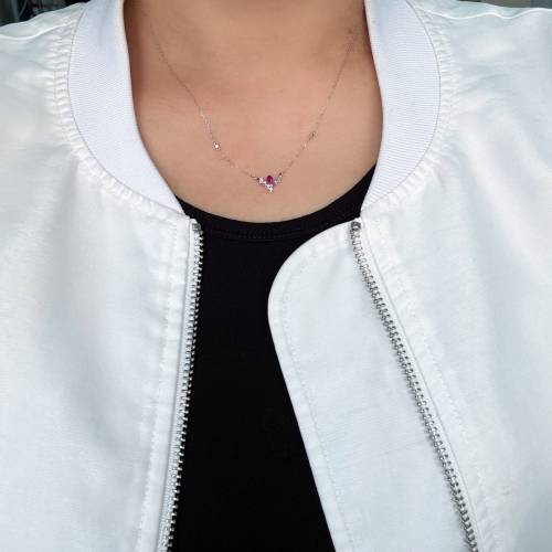 18k金天然紅寶石鑽石套裝頸鍊