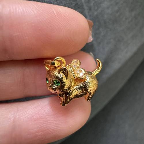 18k金立體肥貓吊墜