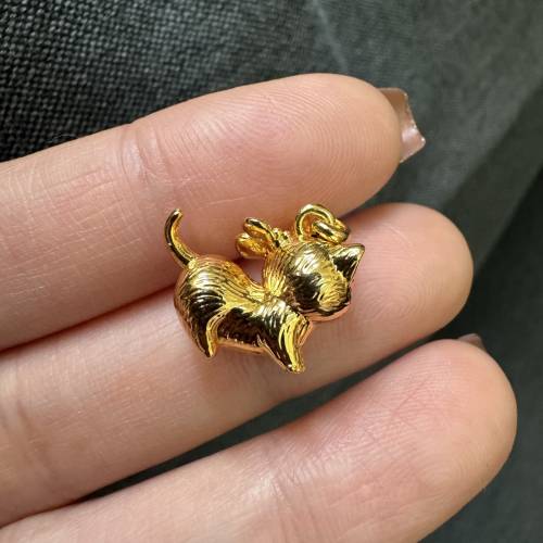 18k金立體肥貓吊墜