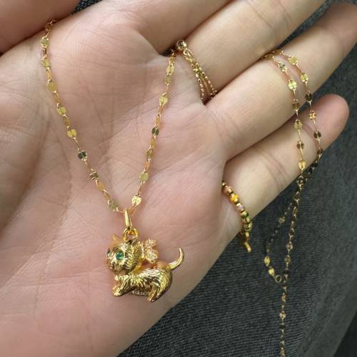 18k金立體肥貓吊墜