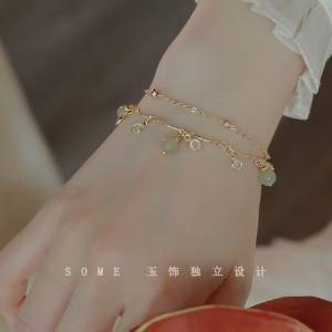 925纯银和田玉双层手链女款