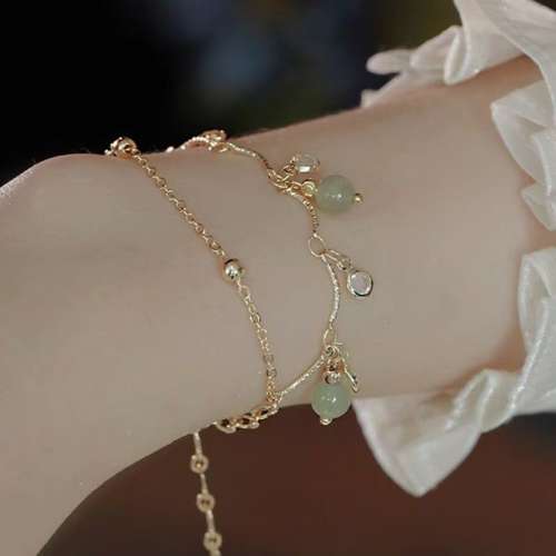 925纯银和田玉双层手链女款