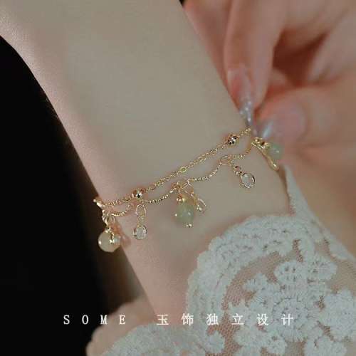 925纯银和田玉双层手链女款