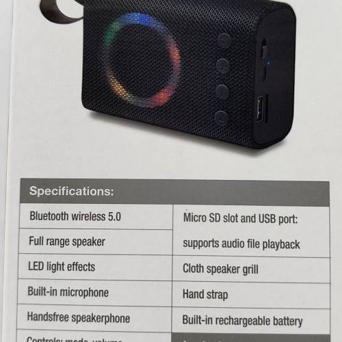 全新 LED 藍芽喇叭 黑/藍色 Speaker