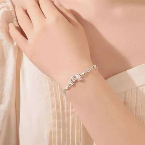 925纯银狐狸手链女生时尚双线灵狐手饰