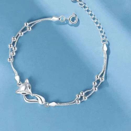 925纯银狐狸手链女生时尚双线灵狐手饰