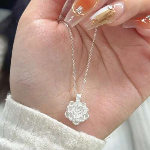 s925纯银莲花项链女&新中式碎银子手链