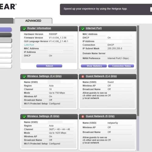 NETGEAR Nighthawk X6S AC4000 Tri-Band Wifi Router Model:R8000P
